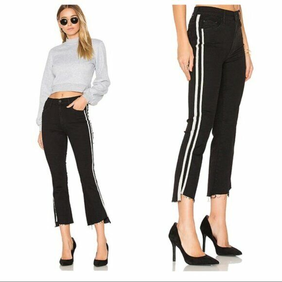 MOTHER Denim Insider Crop Step Fray Black Guilty Racer Jeans MOTHER Denim Insider Crop Step Fray Black Guilty Racer Jeans