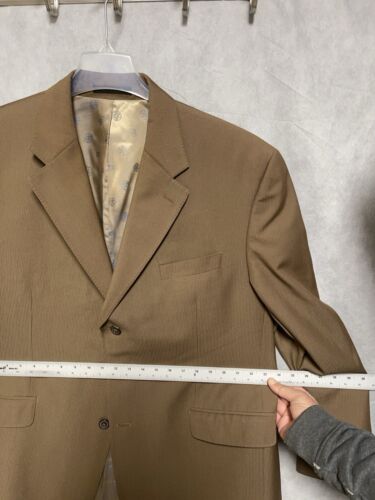 Sean John Suit Men 46R Camel Brown Micro Striped 3B Purple Label Pant 38X31 Luxe - Picture 3 of 19