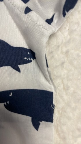 Bold Blue Button Down Shirt, Medium, Long Sleeve, Cotton Blend, Shark Design - Picture 9 of 10