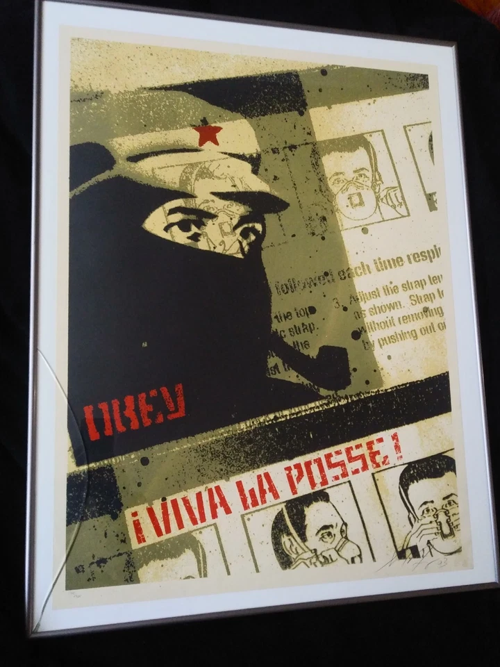 Subcomandante Zapatista Marcos Obey Giant Shepard Fairey Lithography Signed Art - Image 2 of 4
