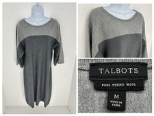 Talbots Merino Wool Colorblock Dress Size Medium Minimalist Academia Office