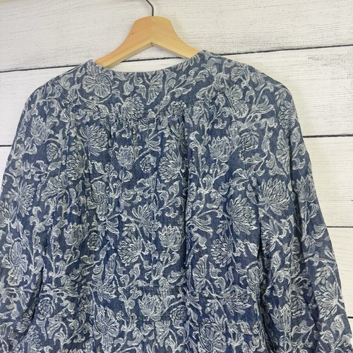 J JILL Floral Blazer Button Up Blouse Women’s Sz Small Petite Embroidered Shaket - 第 6/8 張圖片