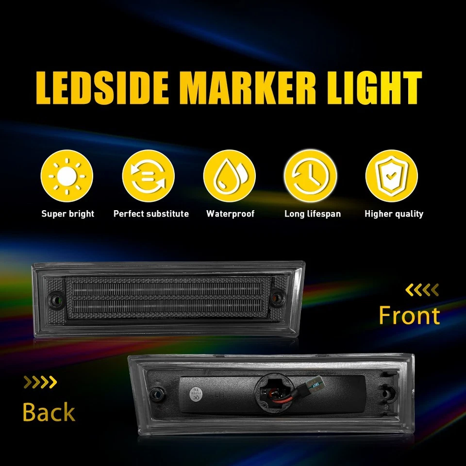Luz de señalización lateral LED 2-20 piezas para 81-86 Chevrolet C10 C20 C30 K10 20 30 GMC C1500 Foto 2 de 4