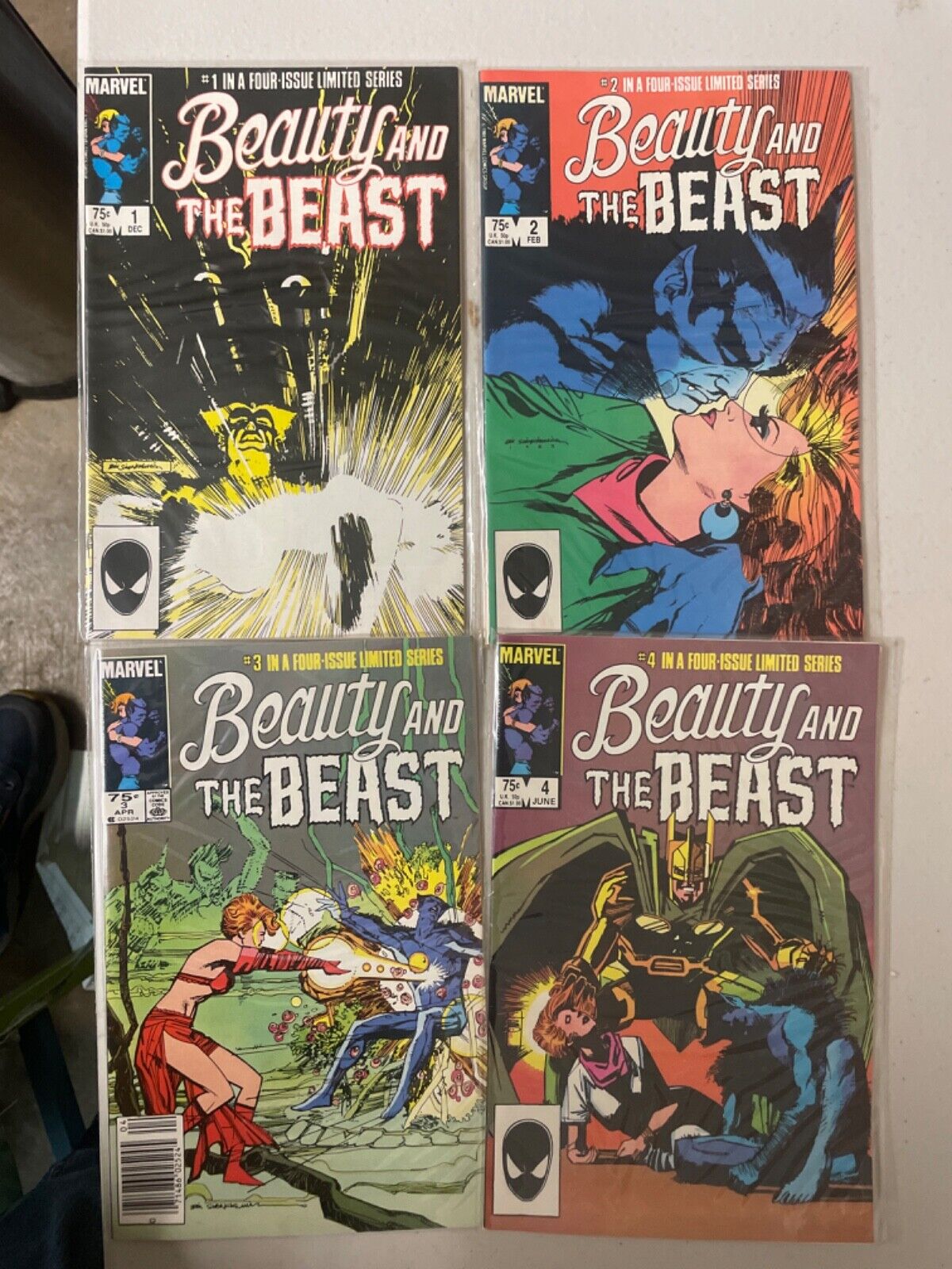 Beauty and the Beast #1, 2, 3, 4 Marvel 1984 Comic Book Set 1-4 Mini Series