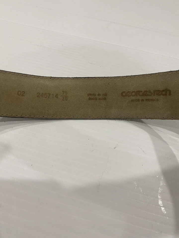 Cinturón ancho negro vintage Georges Rech imitación cocodrilo hecho en Francia acento plateado Foto 3 de 4