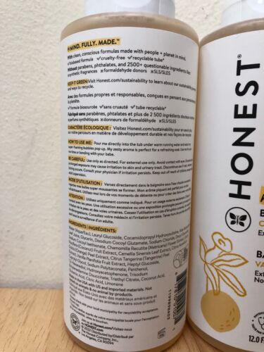 The Honest Company Bubble Bath Citrus Vanilla Coconut Oil 12 Oz Each LOT OF 2 - Picture 2 of 3