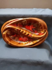 Vintage 1972 handpainted Ceramic Ashtray brown/orange (small chip see photo)