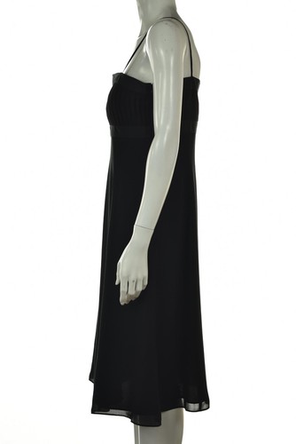Ann Taylor Dress Size 6 Black Sheath Below Knee Sleeveless Silk Casual - Picture 3 of 5