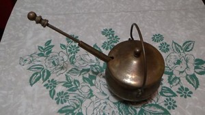 Vintage Brass Smudge Pot Cauldron Fire Starter with Lid & Pumice Wand