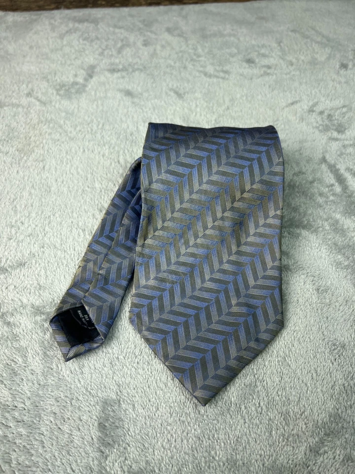 Corbata Kenneth Cole New York Cuello Azul Espiga 100% Seda Ancho Clásico Para Hombre Foto 3 de 4