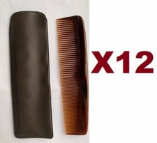 12PCS GRAND CHIC DOUBLE POCKET COMB WITH CASE VARIOUS COLORS DOUBLE TOOTH.