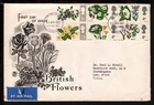 UK GREAT BRITAIN 1967 BRITISH FLOWERS STAMPS SET on ILLUSTRATED FIRST DAY COVER