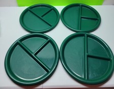 Lot of 4 Vintage Green Anacapa Melamine 12 inch divided plates made in Taiwan