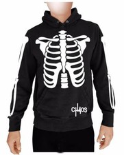 NW MEN'S SKULL SKELETON FUNNY HALLOWEEN PULLOVER HOODIE JACKET BLACK SWEATSHIRTS