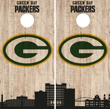 Green Bay Packers Cornhole Wrap NFL Game City Skyline Skin Vinyl Decal Set CO865