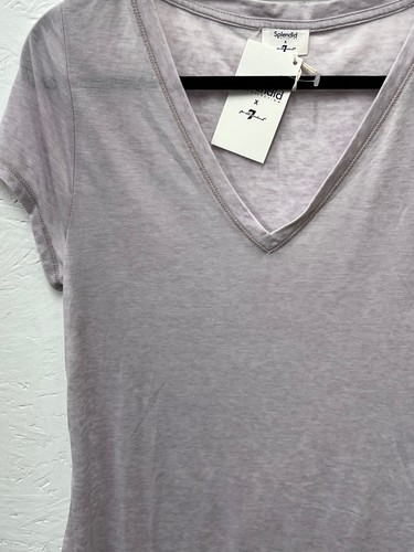 7 FOR ALL MANKIND T-Shirt Violet Andy V-Neck Size Large LR 416 - Picture 6 of 9