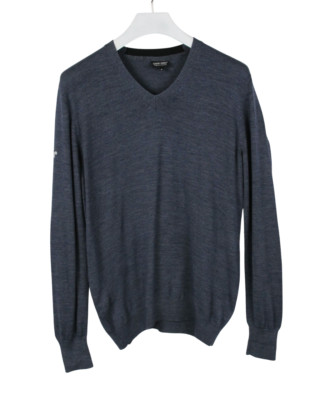 Galvin Green Pullover Herren Medium Wollmischung Dünn V-Ausschnitt Navy Blau