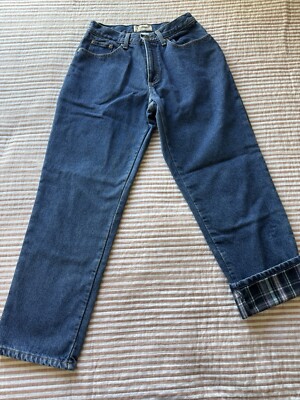 Vtg L.L Bean Original Fit Relaxed Flannel Lined Mom Jeans Y2K Grunge Sz: 6PET