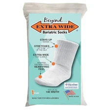 Extra Wide Bariatric Sock for Extreme Lymphedema Stretch up to 30"Black or White