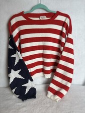 Beldoch Popper Vintage Sweater USA Made American Flag 90s Sz Large Striped