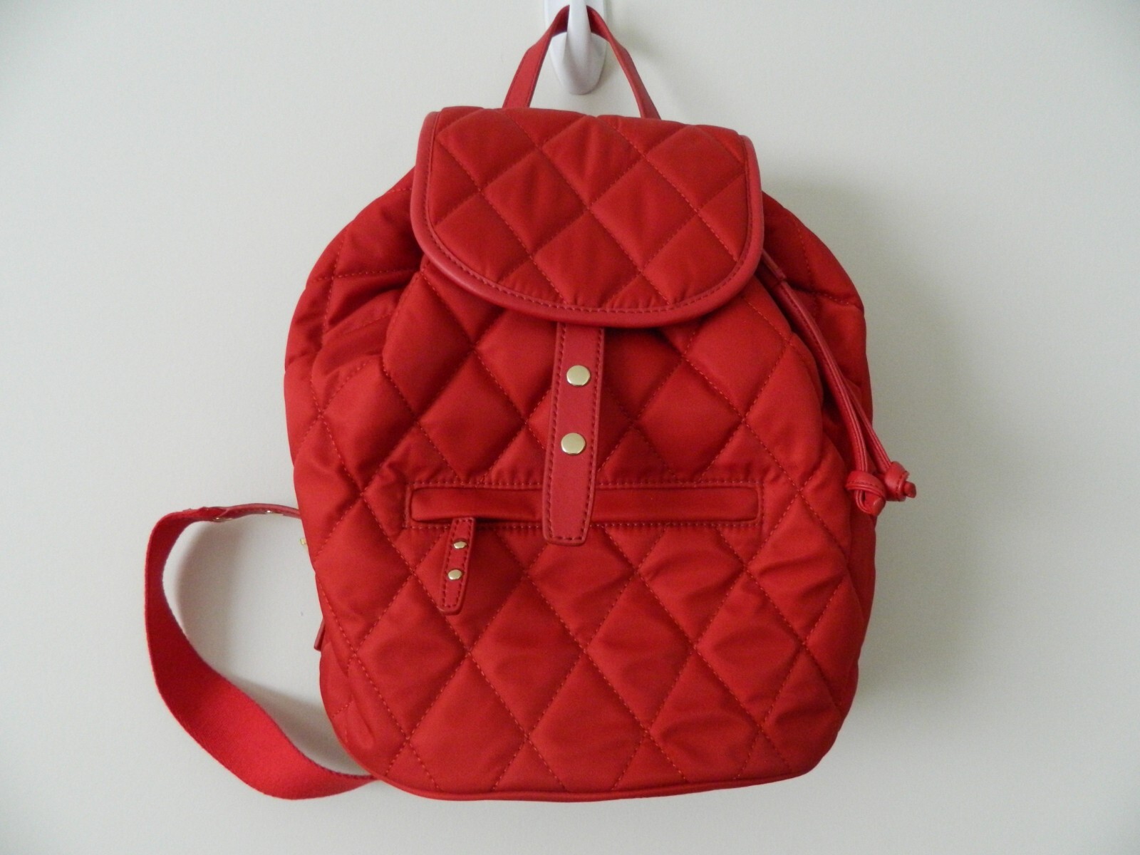 Talbot's Red Quilted Backpack with adjustable str… - image 1
