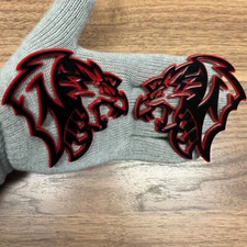 Dragon Badges Emblem red eye BLACK WINGS PREMIUM RED  , (2) BADGES, Fender Angry