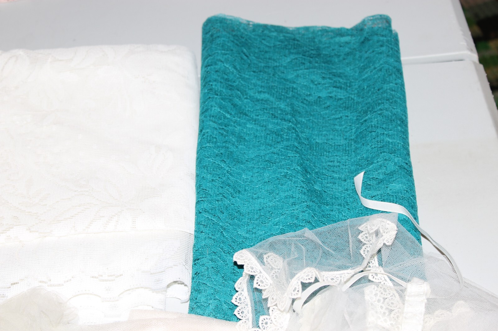 Vintage Lace Lot Tulle Lot Fabric Tablecloth Type Taffeta Cotton