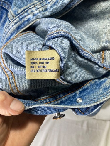 Vtg 90s Outdoor Expedition Trucker Jean Jacket Mens XL Denim Hong Kong - Picture 16 of 17