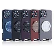 For iPhone 16 Pro Max 15 14 13 12 11 Leather Magnetic Ring Stand Mag Safe Case