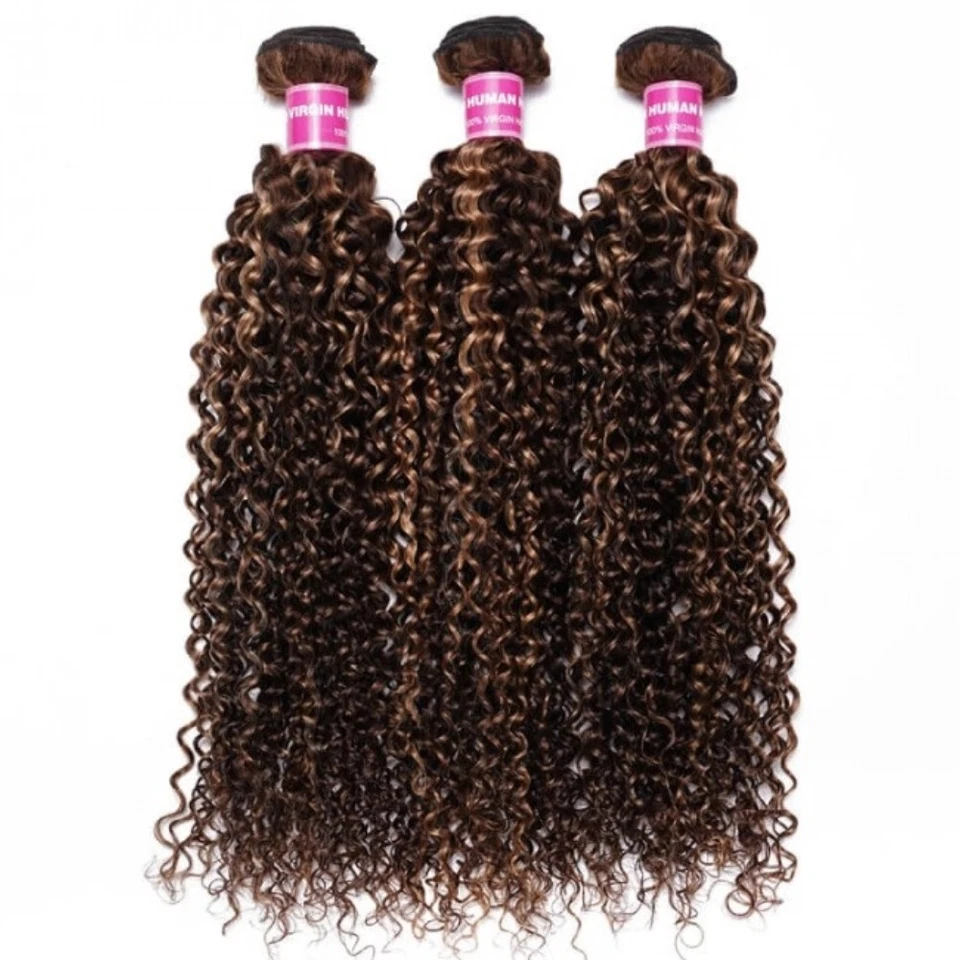 UNICE Indio Ombre Destacado Rubio Rizado Paquetes Extensión Cabello Humano Tejidos 9A Foto 4 de 4