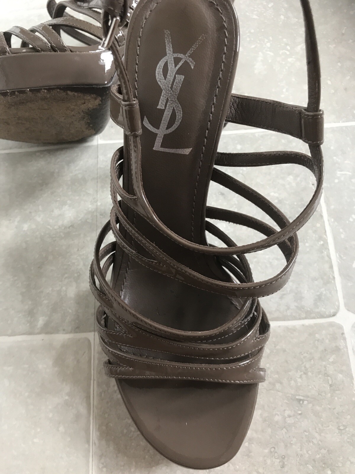 Yves Saint Laurent Beige Tribute Cage Sandals Size 37 RARE Limited Edition Insta