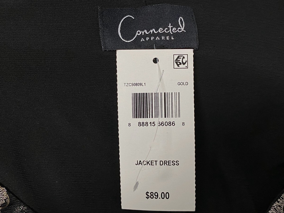Connected Apparel Women's Black Metallic Jacket Sleeve Dress Plus