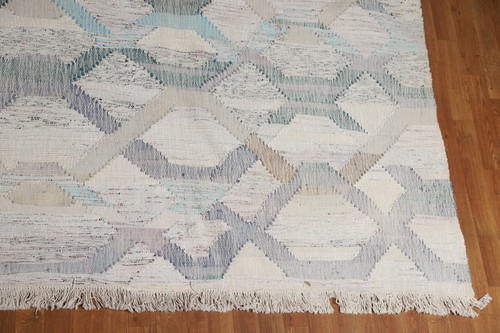 Reversible Modern Kilim Turkish Cotton/ Silk Hand-woven Palace Size Rug 13x16 - Picture 5 of 13