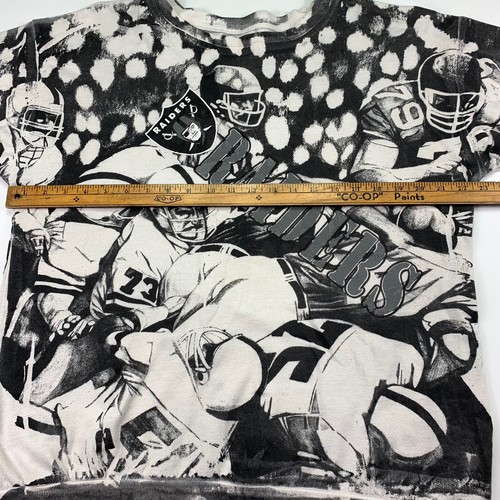 Vintage LA Raiders Sweater Sweatshirt 1980s 90s All Over Print Mens M - L - Picture 6 of 7