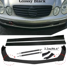 Front Bumper Lip Spoiler+86.6" Side Skirt Body Kit Glossy For Mercedes-Benz T