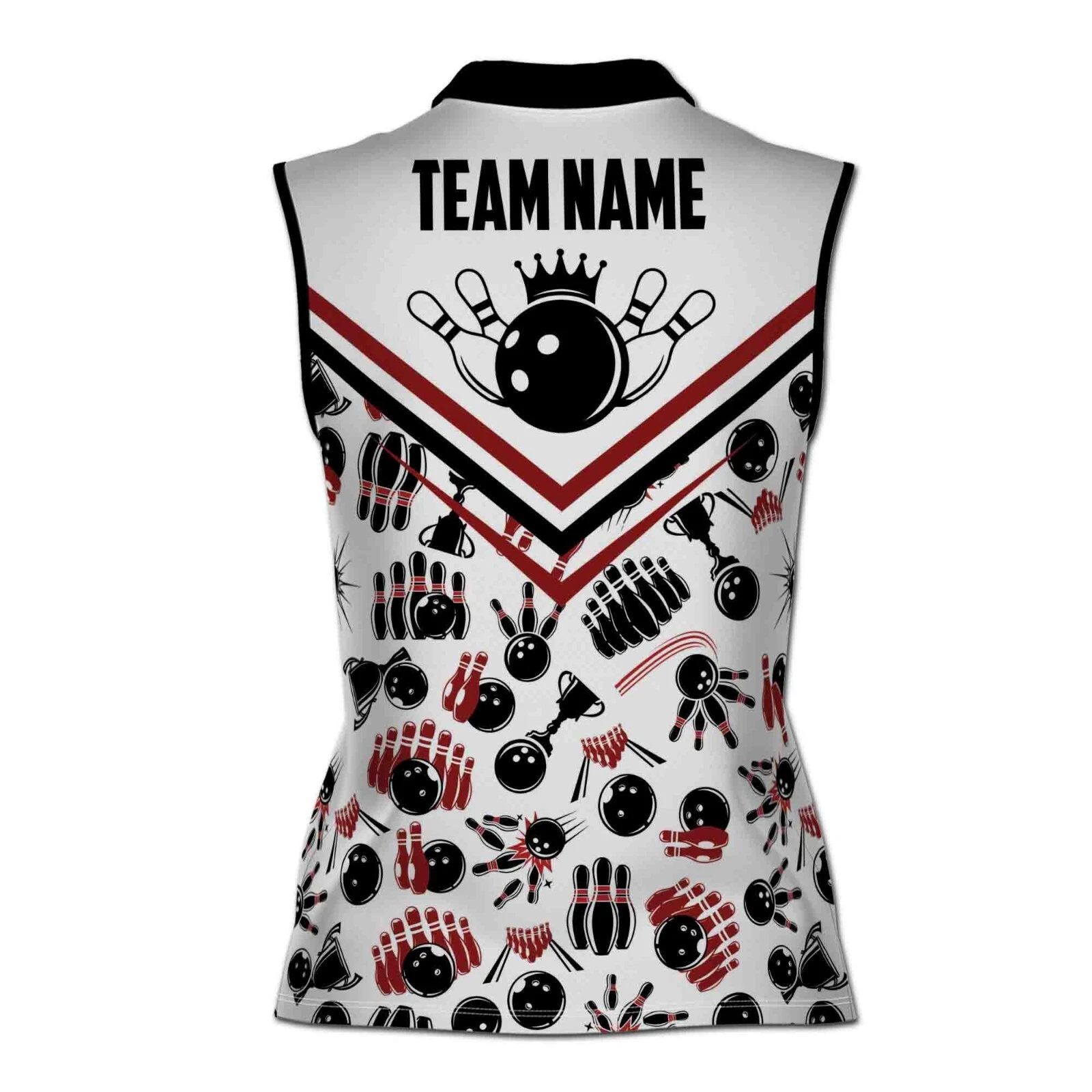 Personalized Bowling Player Bowling Strike Bowling Pattern Women Sleeveless Polo