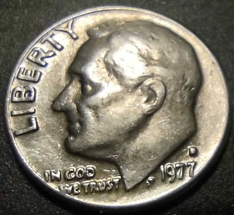 1977 D Roosevelt Dime Denver Mint Filled D Multi Errors DDO / DDR
