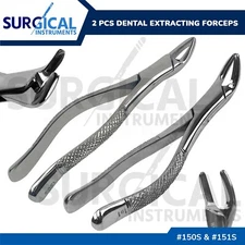 Extracting Forceps Set Of 2 - 150S & 151S Serrated - Surgical Dental German Gr