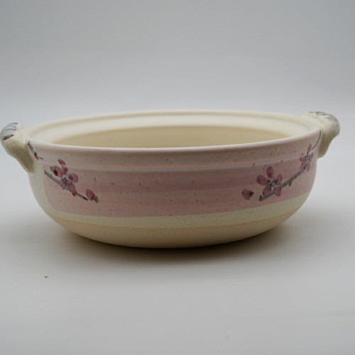 NEW BANKO WARE Donabe Sakura Clay Pot 25.5cm Pink Cherry Blossom Made in Japan - Picture 5 of 6