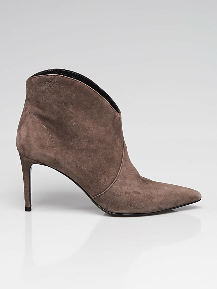 STIVALETTI SAINT LAURENT GRIGIO GRIGIO SCAMOSCIATO NUOVI CON SCATOLA 36