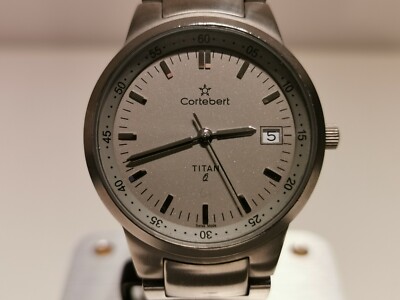  RETRO BEAUTIFUL ALL TITANIUM SWISS  QUARTZ MEN'S WATCH ''CORTEBERT'' 