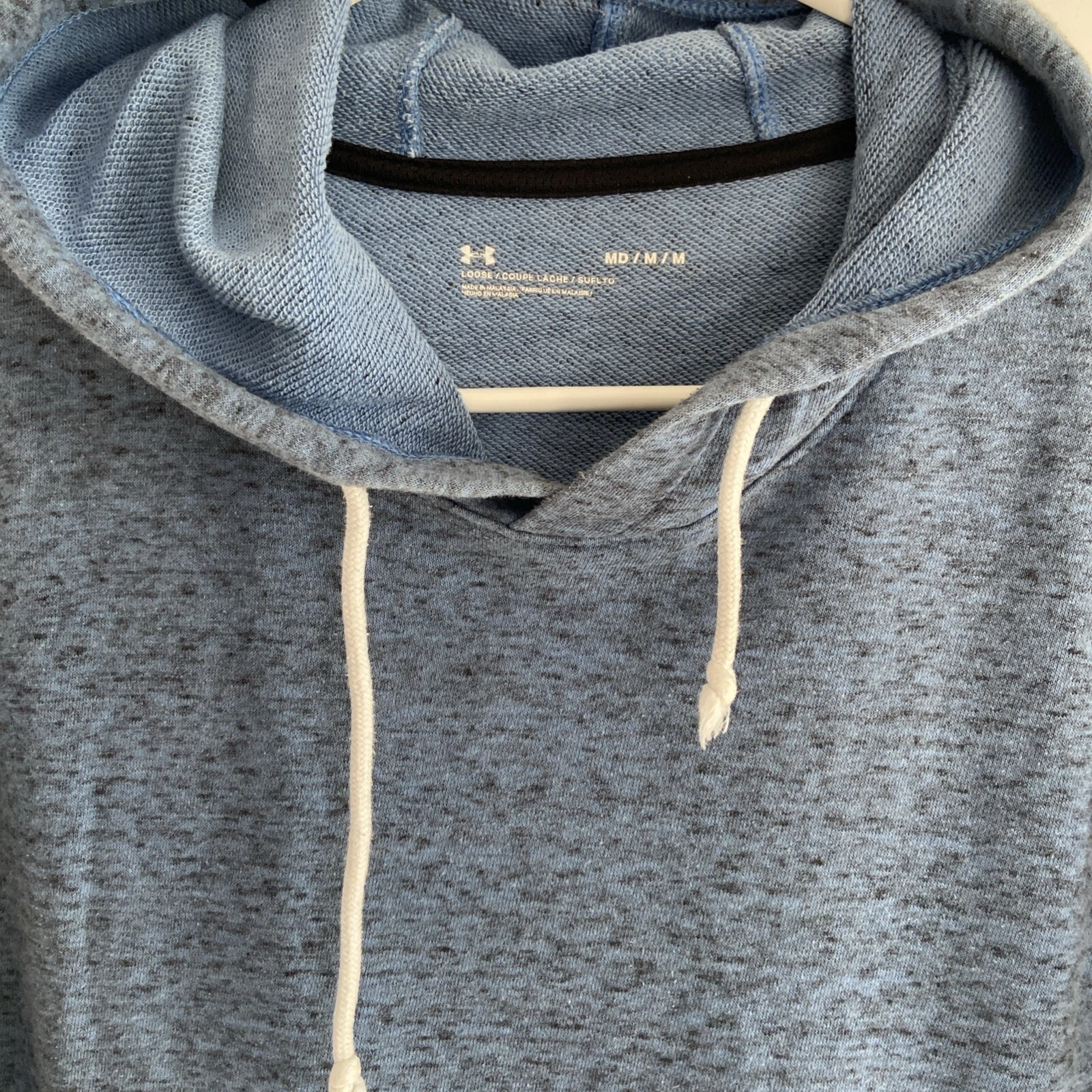 VETEMENTS Pullover uomo M SS con cappuccio blu maculato con tasche a canguro
