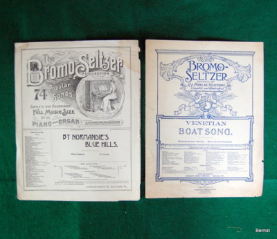 TWO VERY EARLY ADVERTISING BROMO SELTZER PIECES OF SHEET MUSIC - 