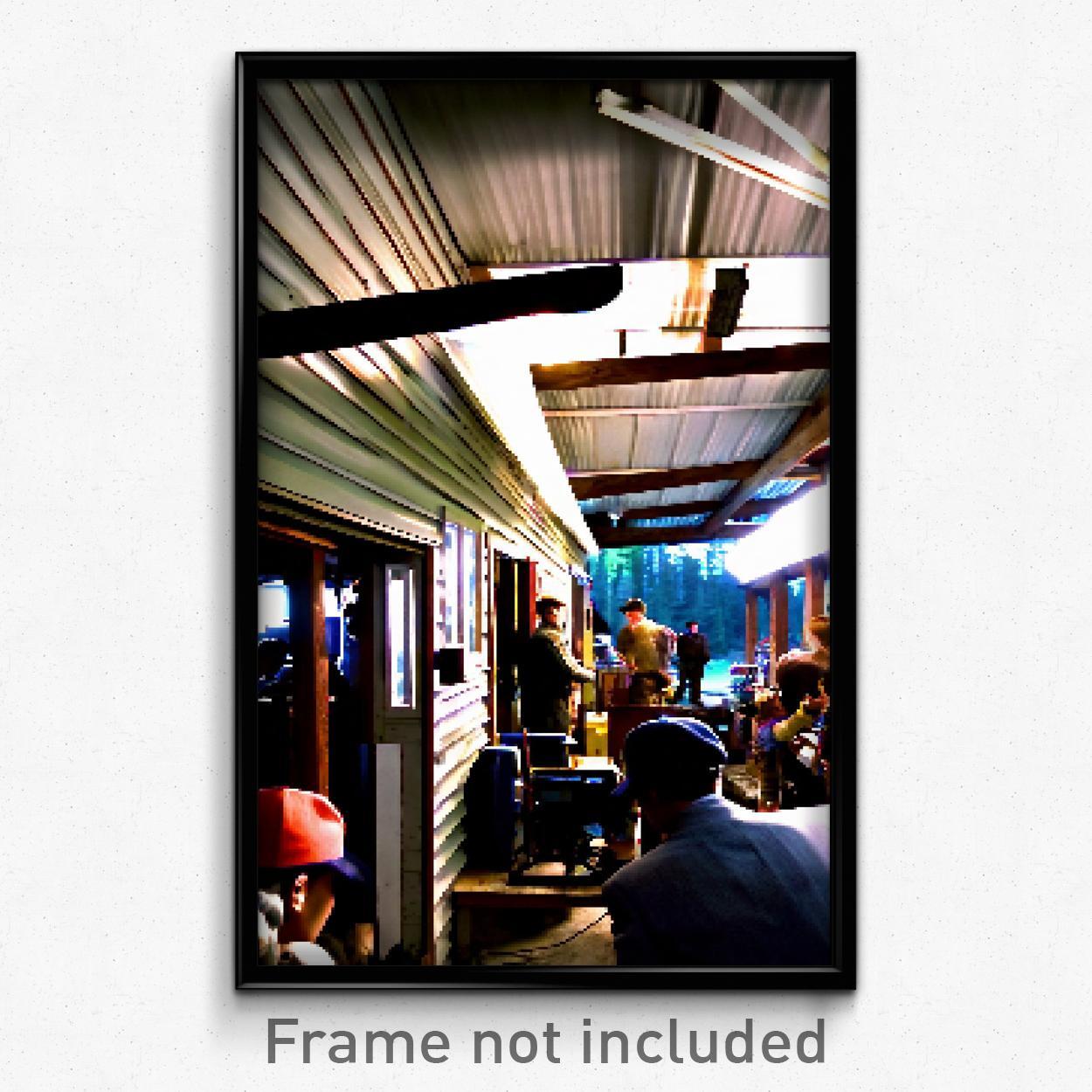 8-Bit Psychedelic Pixel Art Poster - Busy Outbuilding Trippy Video Game Print