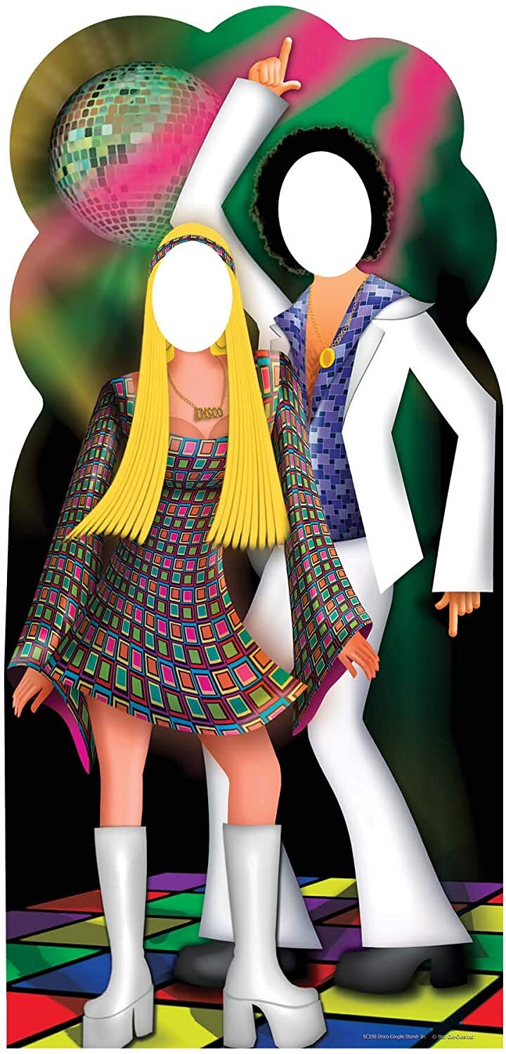 Disco Couple Stand-In Lifesize Photo Prop 70s 80s Party Decoration Cutout