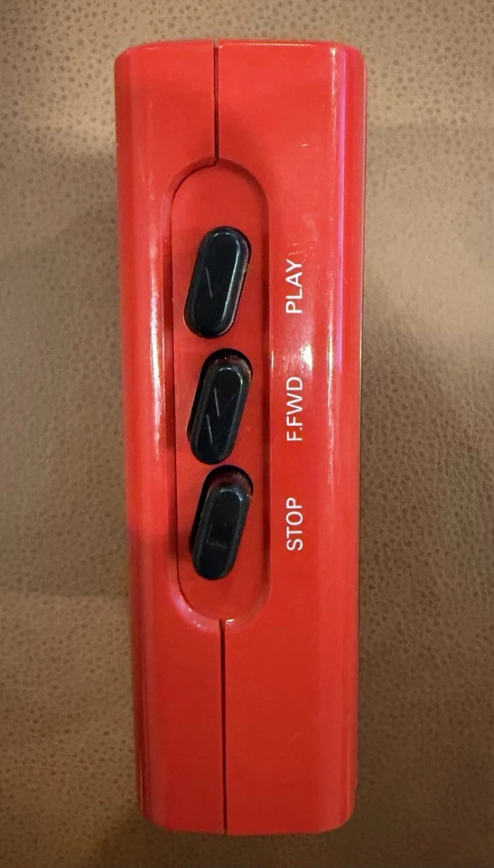 Auriculares estéreo vintage GE rojo reproductor de casete modelo 3-5460B probado retro Walkman Foto 4 de 4