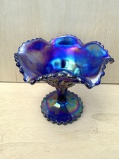 Imperial Carnival Glass Compote 4 3/4 Cobalt ...