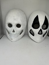 Paper Mache Skull Masks Set of 2 Painted White