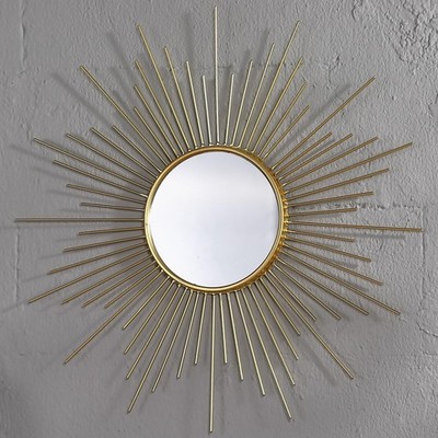 in Large Gold Sunburst Metal Mirror Mid-Century Modern Wall Decor