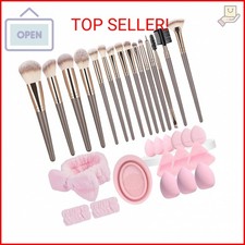 31 Pcs Makeup Brushes Set with Makeup Sponges and Triangle Powder Puffs, Premium